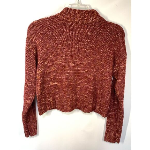 -2. Juniors' SO® Women's Cropped Mockneck Spacedye Pullover Sweater Red Medium - Picture 7 of 8